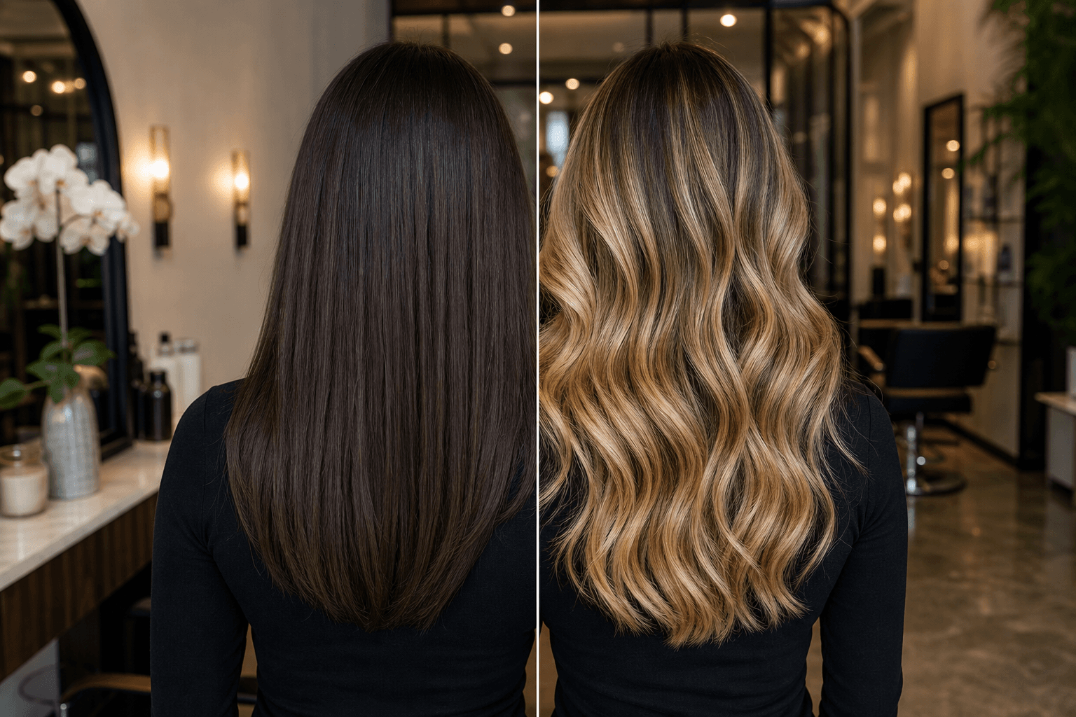 Balayage before and after transformation