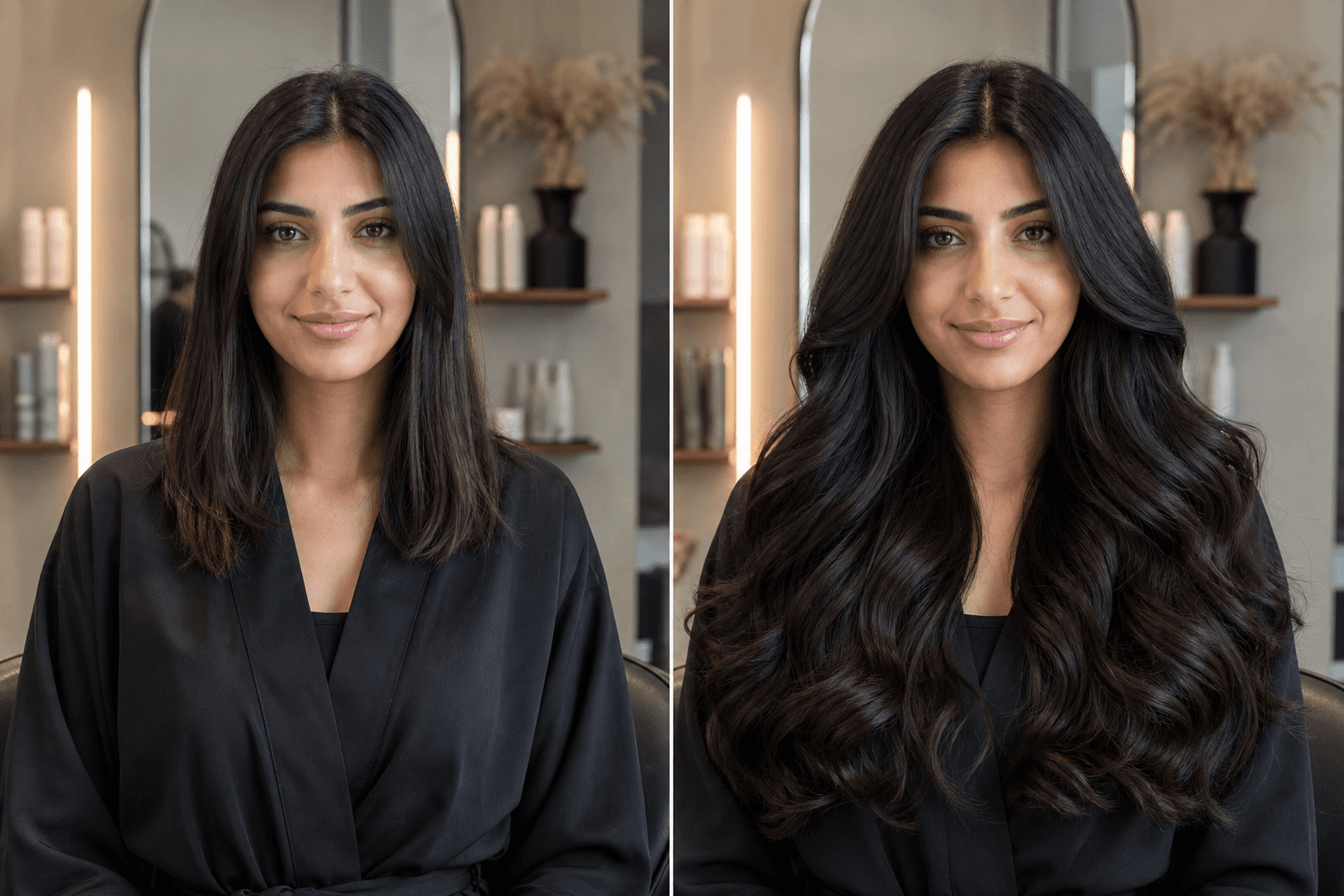 Hair Extensions before and after transformation