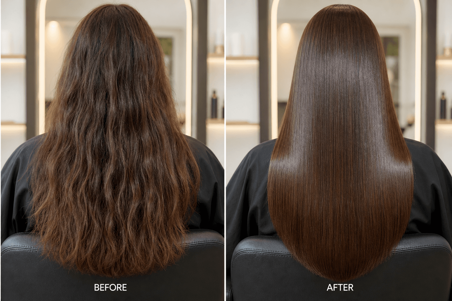 Keratin Treatment before and after transformation